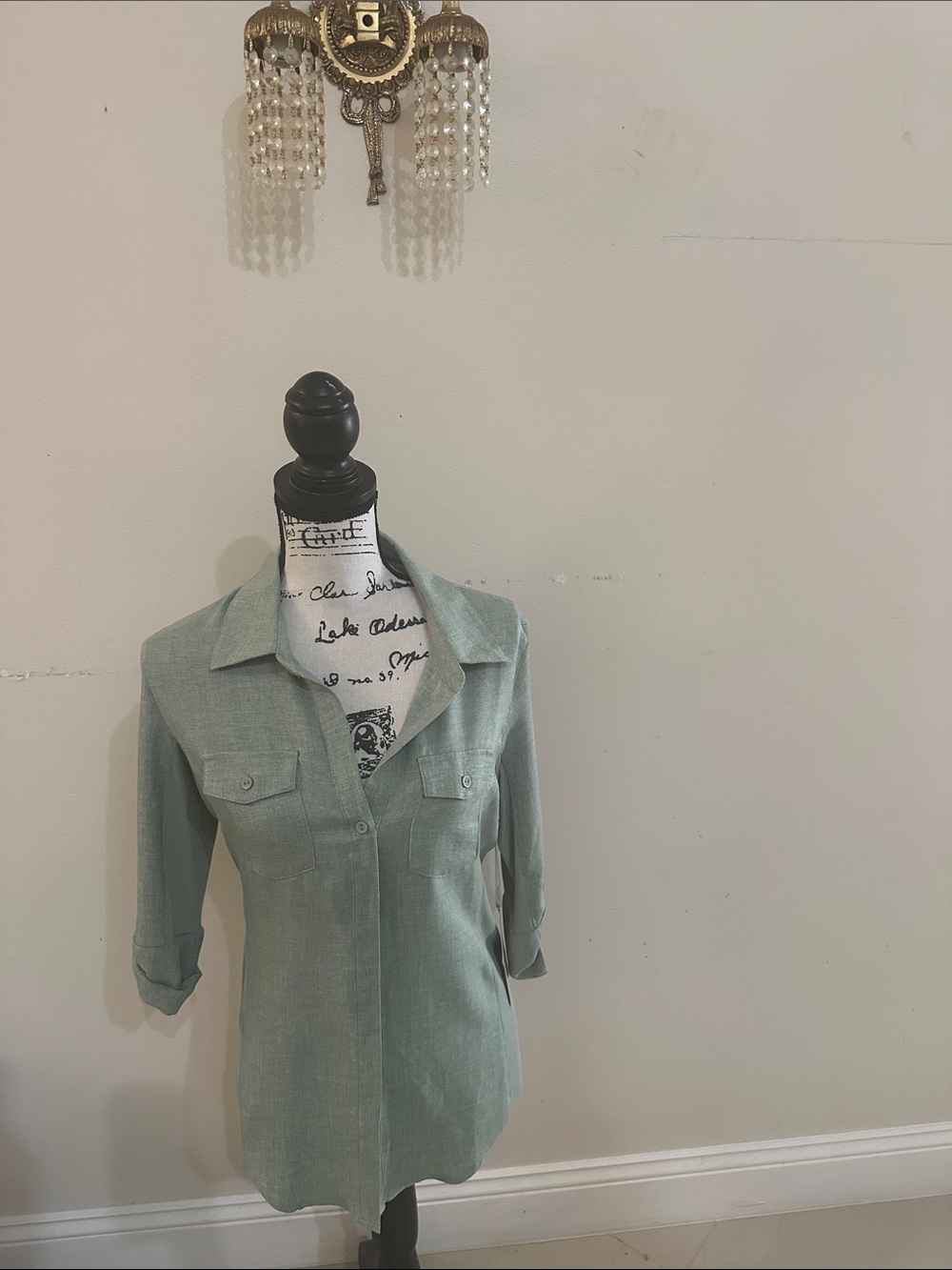 Fashion Nova Sage Green Button-Down Shirt